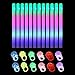 12pcs Flashing Glow Rings and 12pcs Foam Sticks Set, Taotuo 24 Pack LED Glow in The Dark Party Supplies Set, Mixed Colorful Jelly Rubber Finger Lights Party Favors for Birthday, Weddings, Christmas, Halloween
