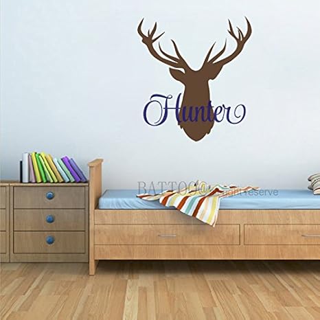 Amazon Com Battoo Personalized Name Wall Decal Deer Head Decor