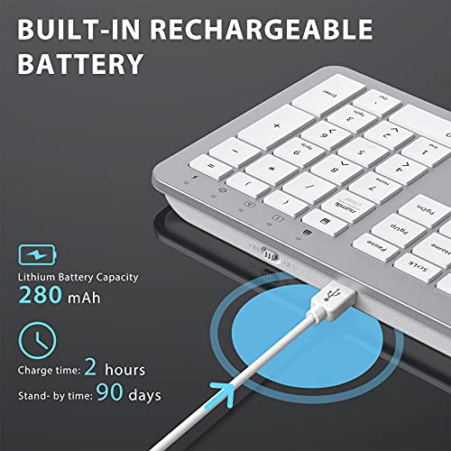 iClever Wireless Keyboard GKA33S Rechargeable White Keyboard with