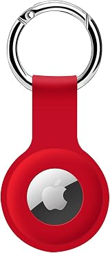 ColorCoral Silicone AirTag Holder Case Keychain Red Anti-Lost Scratch-Resistant
