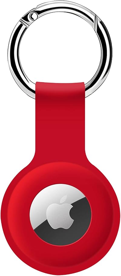 ColorCoral Silicone AirTag Holder Case Keychain Red Anti-Lost Scratch-Resistant