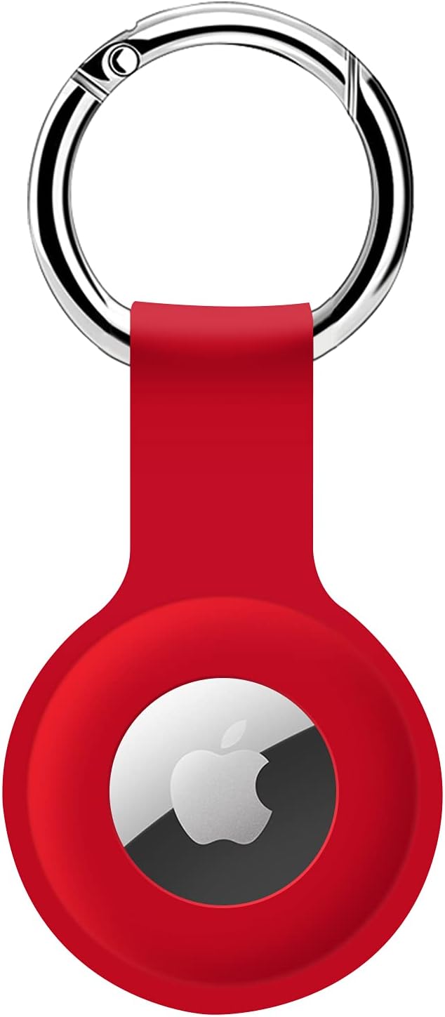 ColorCoral Silicone AirTag Holder Case Keychain Red Anti-Lost Scratch-Resistant