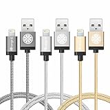 iOrange-E iPhone Cable, Apple Certified 3 Pack of 3.3ft USB Charge & Data Sync Braided Cable for iPhone 6 6S Plus 5S 5C 5, iPad Air, iPad Pro, iPad Mini 4, Full Golden + Full Silver + Grey