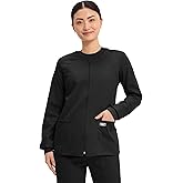 Cherokee Zip Front Scrub Jackets for Women, 3 Pockets, 2-Way Stretch, Soft, Breathable,Brushed Twill - 4315