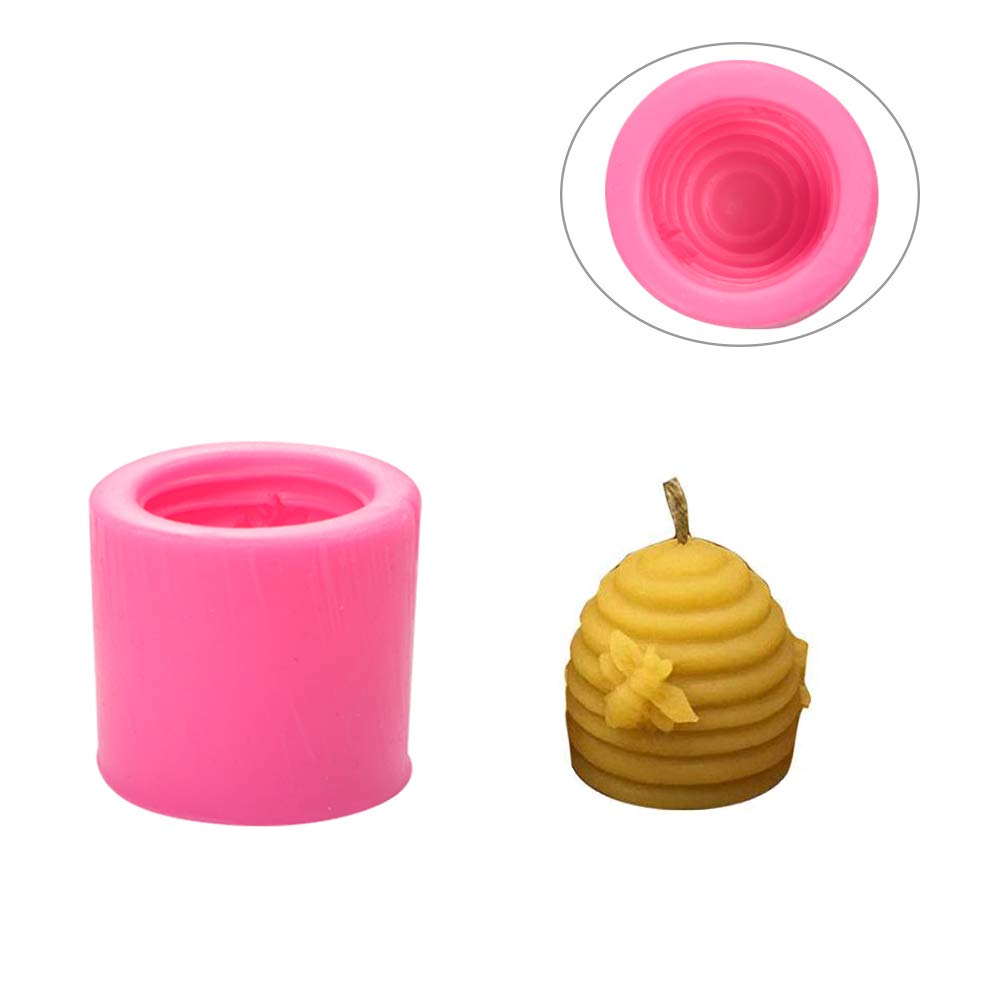 WANDIC Silicone Casting Molds, 1 Pc 3D Bee Candle Mold, Cylinder Silicone Mold for Candles DIY Crafts Making (Bee)