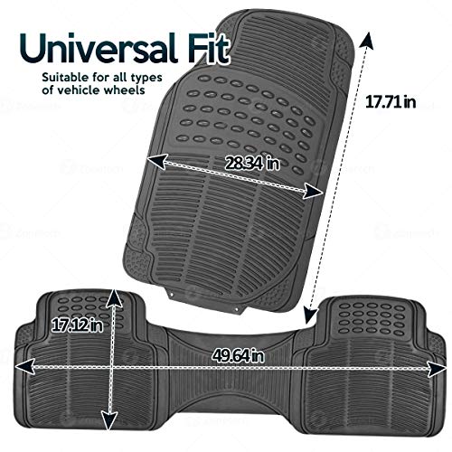 Zone Tech All Weather Rubber Semi Pattern Car Interior Floor Mats – 4-Piece Set Gray Heavy Duty Car Interior Floor Mats - Thumbnail 3