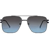 SOJOS Retro Oversized Square Sunglasses for Women Men, Vintage Large Double Bridge Metal Frame Unisex Sunglasses SJ1180