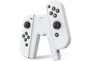JINGDU Switch Joy-Con Charging Grip Compatible with Nintendo Switch & OLED Model, Play While Charging, Portable V-Shaped Switch Joy-Con Controller Charger with Indicators, White