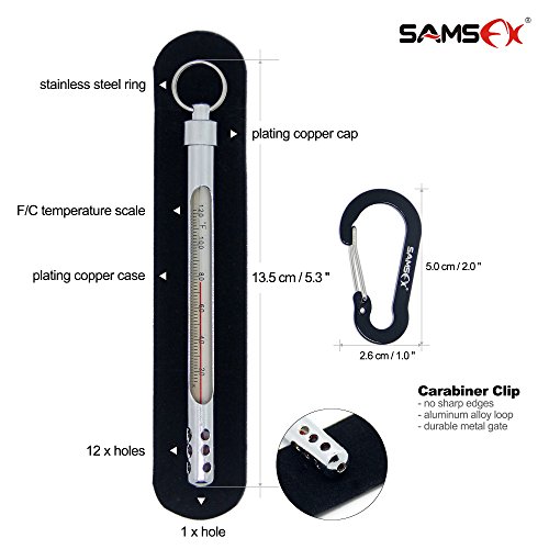 SAMSFX Fly Fishing Thermometer Stream Streamside 20-120 Fahrenheit/Celsius Pencil type Anglers Vest Pack Tool Gear Assortment Accessories