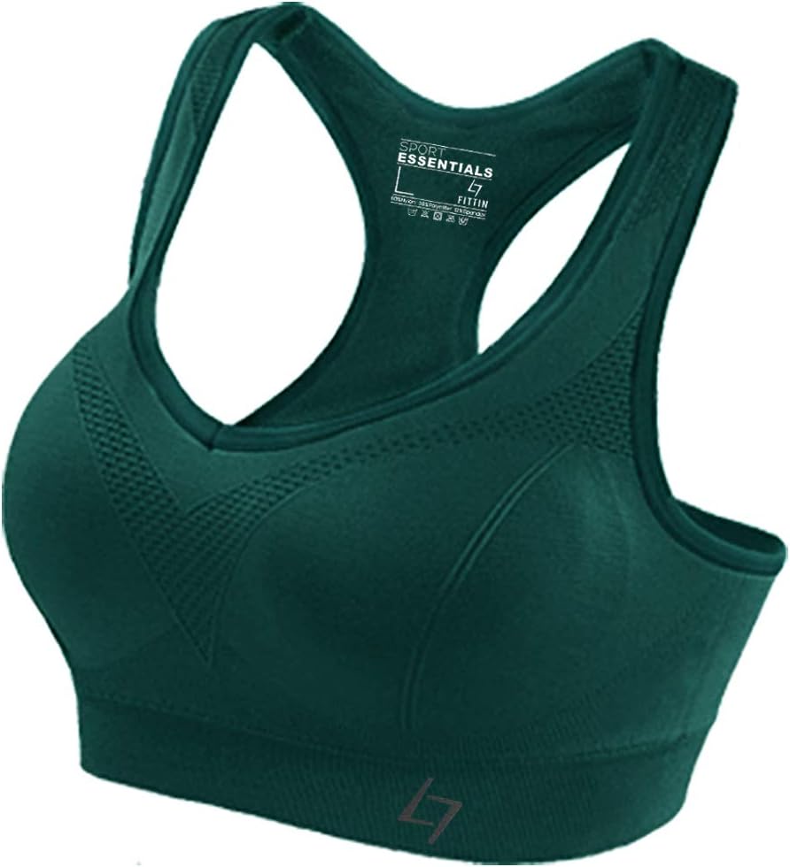 FITTIN Racerback Sports Bras for Women- Padded Seamless High Impact Support for Yoga Gym Workout Fitness