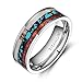 TIGRADE 6mm 8mm Deer Antlers Titanium Ring Turquoise Wood Inlaid Wedding Band