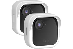 QOPOTO Silicone Case Cover for All-New Blink Outdoor 4 (4th Gen) - Weatherproof Protective Skin Cover with Hat Brim for All-New Blink Outdoor 4 Smart Security Camera (White, 2 Pack)