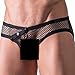 CHICTRY Mens See Through Mesh Openwork Buckled Bikini Briefs Underwear Black L