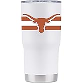 Gametime Sidekicks Texas 20oz White Tumbler - Officially Licensed, 18/8 Stainless Steel, Double-walled, Vacuum-insulated, UV LED Printed Logos, Sweatless, Stays Hot/Cold - 360 Wrap
