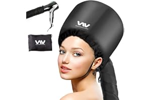 Bonnet Hood Hair Dryer Attachment Set – Soft Adjustable Hooded Bonnet for Hand Held Hair Dryer – Including Head Band for Drying Styling Curling Deep Conditioning