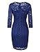 HiQueen Women’s Vintage Scoop Neck 3/4 Sleeve Floral Lace Slim Casual  Dress