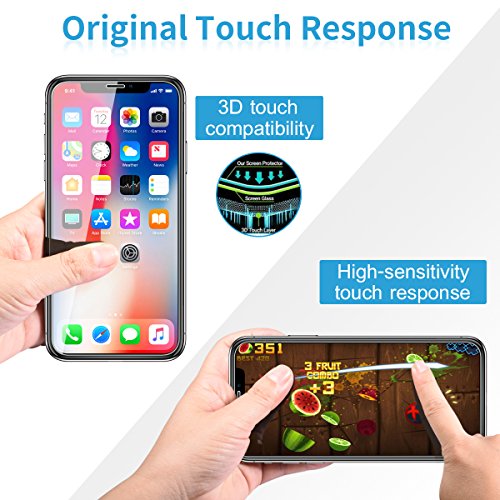 JACNITAD Compatible iPhone X Screen Protector,Tempered Glass Screen Protector Advanced Clarity Compatible Full Durable Screen Protector - Thumbnail 4