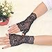 Aurora Bridal® Women's Short Lace Half Finger Bridal Gloves Black