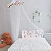 Bobo and Bee - Enchanted Bed Canopy Mosquito Net For Girls, Kids, Baby, With Detachable Pink Rose and Ivy Garland - Twin Size, White with Satin Trim - Perfect Boho Woodland Nursery Decor