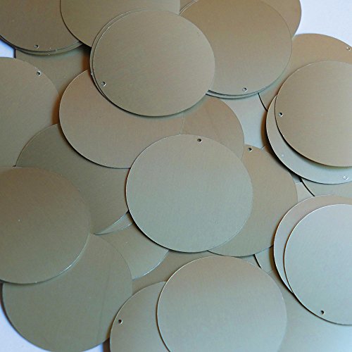 Sequin Round 1.5 inch White Gold Matte Silk Frost Couture Paillettes Made in USA. Embroidery, arts, crafts, embellishment.