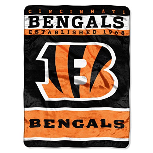NFL Cincinnati Bengals Plush Raschel Blanket, 60 x 80-Inch, Orange