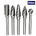 Drillpro 5pcs x 1/4'' Head Tungsten Carbide Rotary Point Burrs Die Grinder 6mm Shank Cutter
