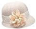 Women's Gatsby Linen Cloche Hat with Lace Band and Flower