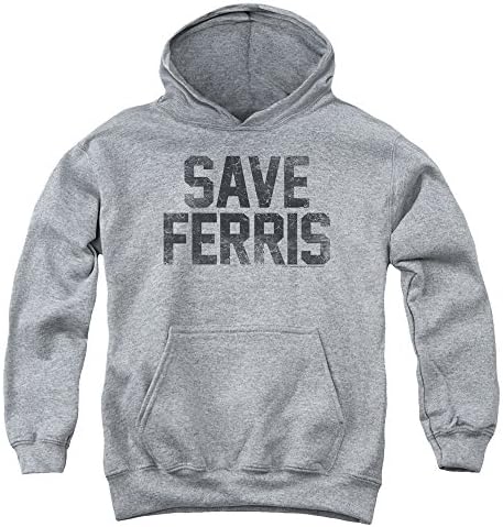 Ferris Bueller's Day Off Save Ferris Big Boys Pullover Hoodie Heather LG