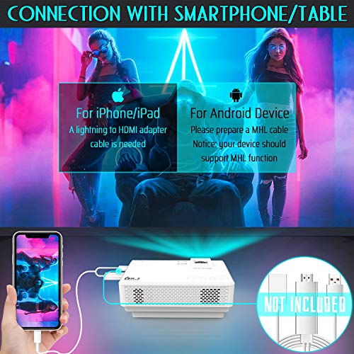 DR. J Professional 4500L Mini Projector Full HD 1080P Supported Portable Video Projector, Compatible With TV Stick, HDMI, VGA, USB, TF, AV, Sound Bar, Video Games [2020 Latest Upgrade]