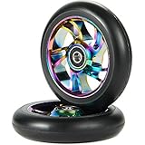 Kutrick Complete 2pcs 110mm Pro Stunt Scooter Replacement Wheels with ABEC-11 Bearing -Neo Chrome