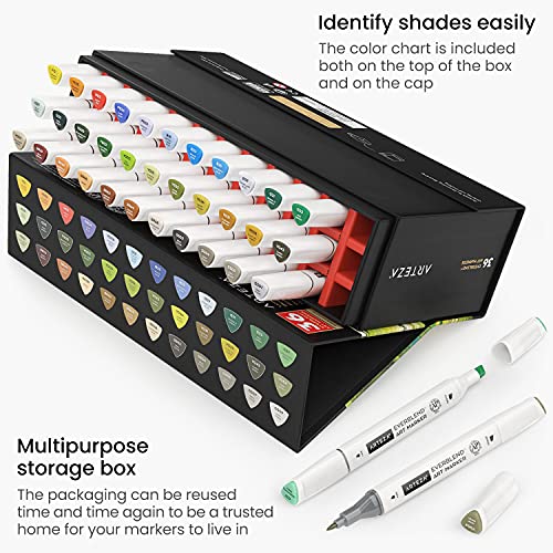 ARTEZA Alcohol Art Markers, Set of 36 Colors, EverBlend Landscape Tones