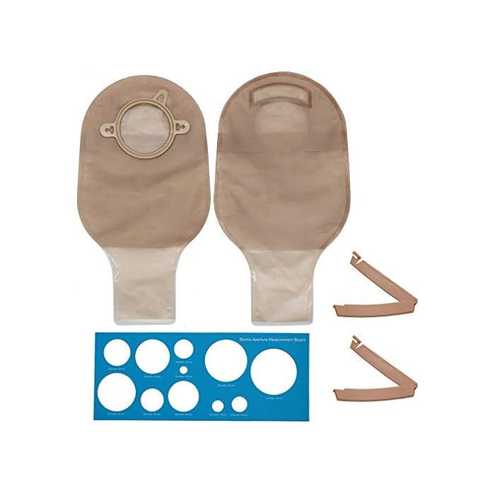 LotFancy Colostomy Bags, 10PCS Two-Piece Drainable Pouches with Clamp Closure for Colonoscopy Ostomy Stoma Care (No Skin…