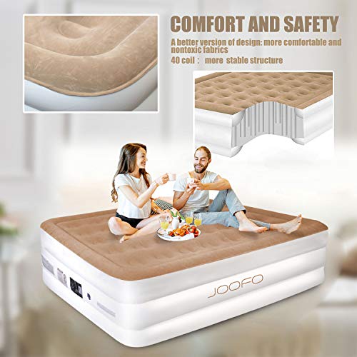 NXONE Joofo Air Mattress Queen,Breathability and Comfort Double HIGH Raised Inflatable Airbed with Upgraded Built-in Pump for Guests,Kids,Camping& 3-Year Guarantee Bed Height 18" (Queen)