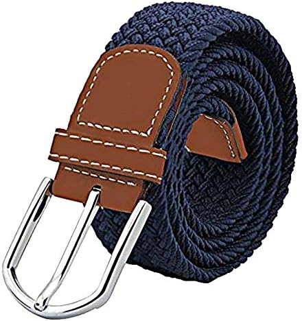 Mens Elastic Braided Belt, JTDEAL Unisex Men Women Vintage Casual Elastic Fabric Woven Braided Stretch Webbed with PU Leather Buckle …