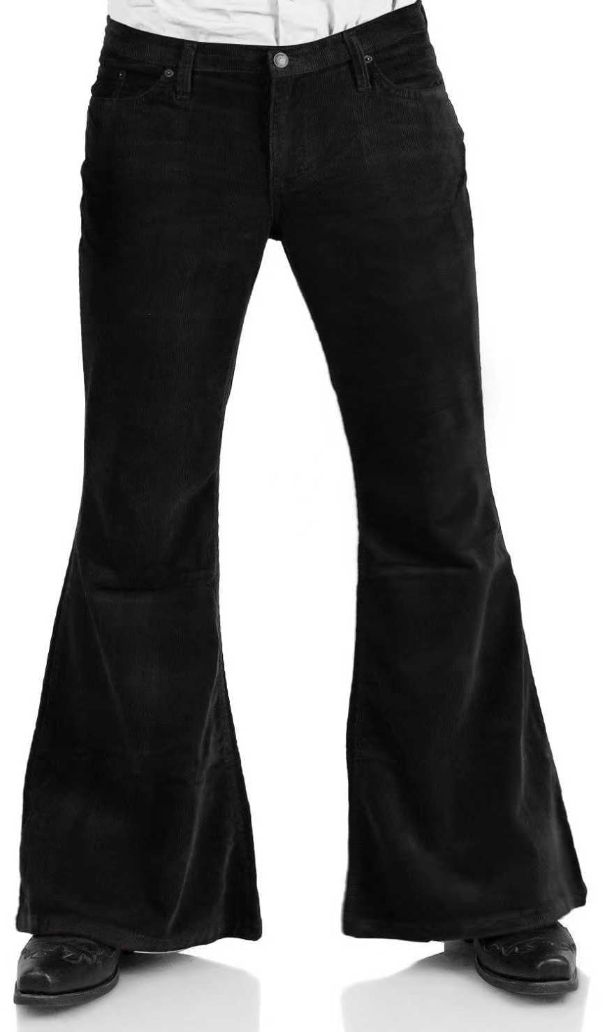 Photo 1 of Men's Corduroy Vintage Bell Bottom Pants 70s,Disco Stretchy Flared Pants Classic Comfort 60s 70s Outfits for Men Black