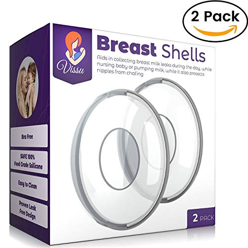 Milk Saver Breast Shells Nursing Cups - Protect Sore Nipples for Breastfeeding - Breastmilk Collector Catcher for Nursing Moms - Soft and Flexible Silicone Material Easy to Clean - Reusable - 2 pack