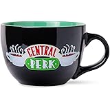 Silver Buffalo FRIENDS Central Perk Black Ceramic Mug Oversized for Coffee, Soup, 24 Ounces