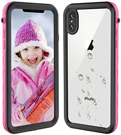 iPhone Xs Max Waterproof Case, iPhone Xs Max Cases Shockproof Underwater Full Body Protective Case for iPhone Xs Max Phone Case with Bulit-in Screen Protector (Pink, 6.5 inch)