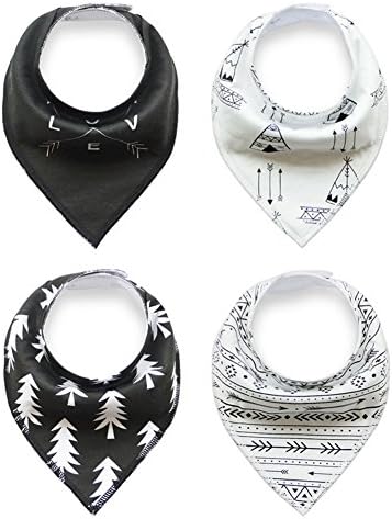 Soft Baby Bandana Drool Bibs for Drooling and Teething Babies Boys Girls 4 Pack Gift Set Arrows and Xmas Trees