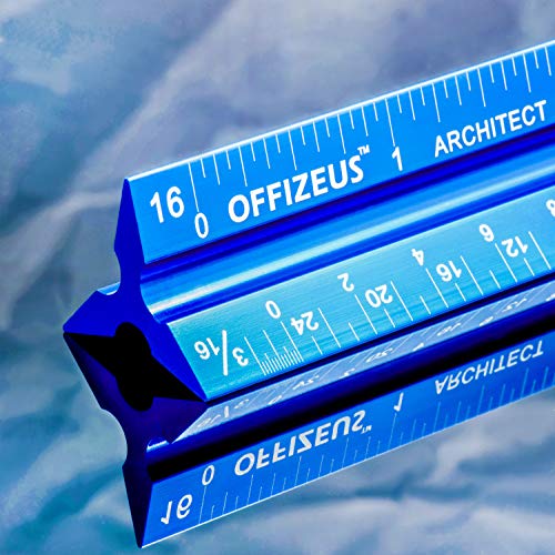 Architectural Scale Ruler 12" - Professional Grade Triangle Metal Design - Aluminum Imperial Laser Etched Scales - for Architects, Drafting, Blueprints, Engineering - Makes A Great Gift for Architect - Thumbnail 3