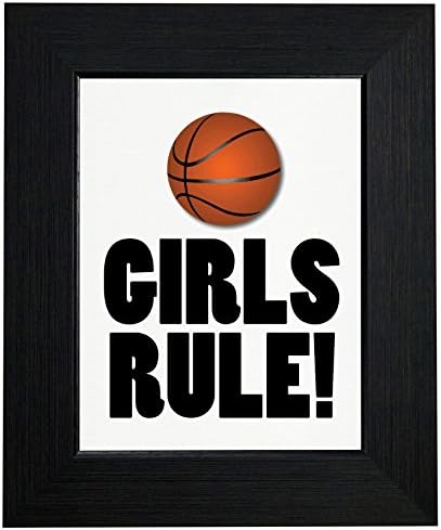 Girl's Basketball Team Rule Graphic Framed Print Poster Wall or Desk Mount Options