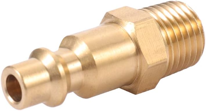 Brass 1/4-Inch NPT Male Industrial Air Hose Quick Connect Adapter, Air Coupler and Plug Kit, Air Compressor Fittings 10pcs (Male NPT) - - 