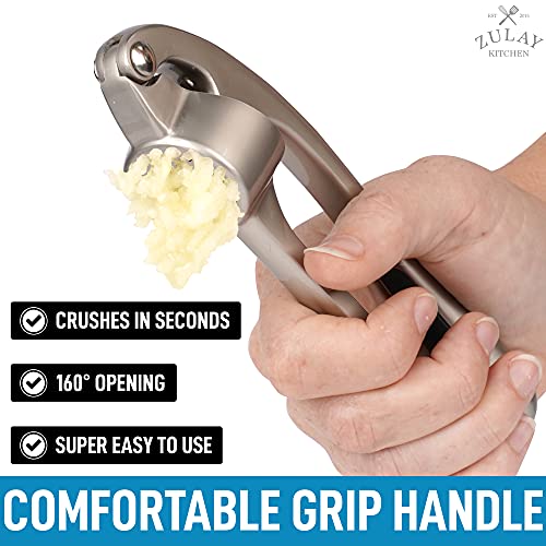 Zulay Kitchen Garlic Press With Soft, Easy To Squeeze Ergonomic Handle