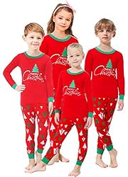 shelry Matching Family Pajamas Xmas Red Tree Pjs