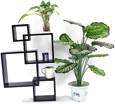 Crazyworld Assembly Wall Cubes Shelves Geometric patterns, Set of 4 Decorative Displaying 11Inch 9Inch 7Inch 5Inch Organization Storage System Solution Intersecting, Black