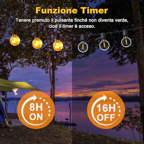 Outdoor Garden Lights, 10M/33FT G40 IP44 Waterproof Outdoor Light Chain, Adjustable Light 11 LED Outdoor Bulbs Warm Wire, Outdoor Garden Lamps for Terrace, Gazebo