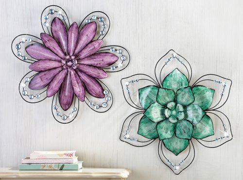 Gemstone-Floral-3D-Metal-Wall-Art-Purple