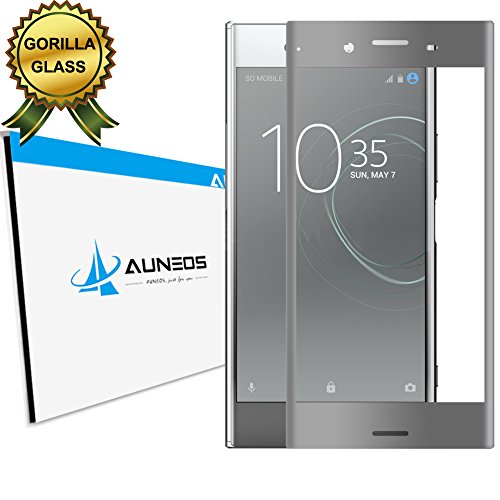 [Full Adhesive] Xperia XZ Premium Screen Protector, AUNEOS [Auto Absorption] 3D Curved Gorilla Tempered Glass Screen Protector for Sony Xperia XZ Premium (Silver)
