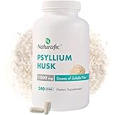 Psyllium Husk Capsules 1500mg – 100% Natural Fiber Supplement for Digestive Health & Regularity – Supports Gut Health & Weight Management – Non-GMO – 240 Capsules