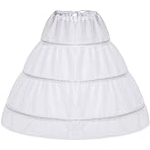 Papoopy Girls Petticoat Underskirt with 3 Hoops Full Slip Crinoline Skirt
